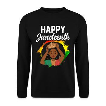 Fröhlicher Juneteenth African American Black 1865 - Unisex Pullover - Schwarz - Vorne - Alina (178cm) & Michal (187cm)