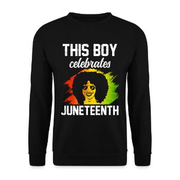 Ce garçon célèbre le Juneteenth Papa Black 1865 - Sweat-shirt Unisexe - noir - Devant - Alina (178cm) & Michal (187cm)