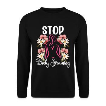 Plus de bodyshaming Bodyshaming agaçant - Sweat-shirt Unisexe - noir - Devant - Alina (178cm) & Michal (187cm)