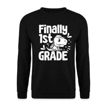 Finally 1 class first class first grader - Unisex Sweatshirt - black - Front - Alina (178cm) & Michal (187cm)