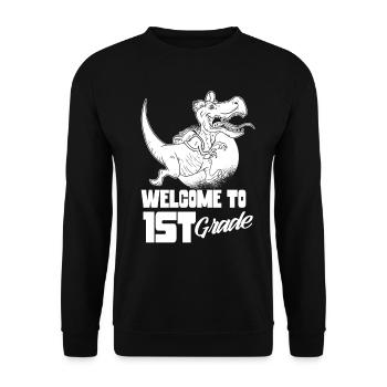 Welcome to the 1st class first class school start - Unisex Sweatshirt - black - Front - Alina (178cm) & Michal (187cm)