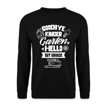 Au revoir la maternelle Hello 1 classe - Sweat-shirt Unisexe - noir - Devant - Alina (178cm) & Michal (187cm)
