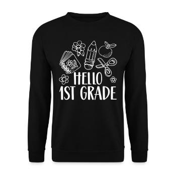 Hello 1 Class First Grader First Class - Unisex Sweatshirt - black - Front - Alina (178cm) & Michal (187cm)
