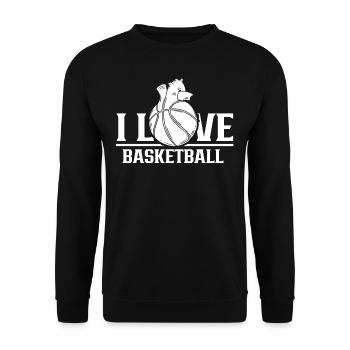Ich Liebe Basketball Basketballspieler Team - Unisex Pullover - Schwarz - Vorne - Alina (178cm) & Michal (187cm)