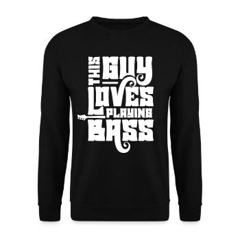 This guy loves to play bass - Unisex Sweatshirt - black - Front - Alina (178cm) & Michal (187cm)