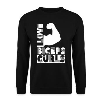 J’aime biceps boucles dictons biceps muscles - Sweat-shirt Unisexe - noir - Devant - Alina (178cm) & Michal (187cm)
