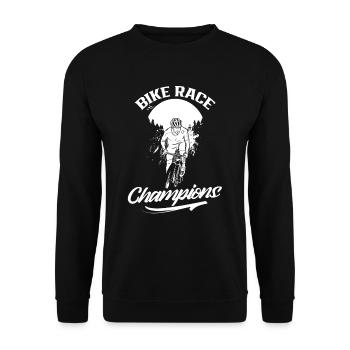 Radrennen Champions Fahrrad Radrennfahrer - Unisex Pullover - Schwarz - Vorne - Alina (178cm) & Michal (187cm)