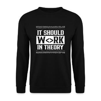 In Der Theorie Sollte Es Funktionieren Code Coding - Unisex Pullover - Schwarz - Vorne - Alina (178cm) & Michal (187cm)