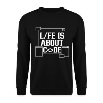 Im Leben Geht Es Um Code Coding Coder - Unisex Pullover - Schwarz - Vorne - Alina (178cm) & Michal (187cm)