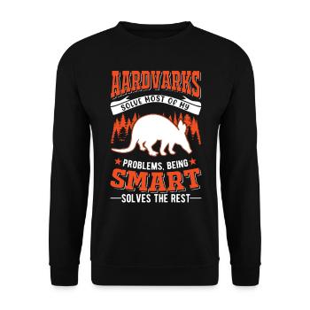 Erdferkel Geschenk Aardvark - Unisex Pullover - Schwarz - Vorne - Alina (178cm) & Michal (187cm)