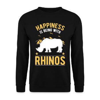 Rhino Luck Rhino Rhinoceros - Unisex Sweatshirt - black - Front - Alina (178cm) & Michal (187cm)