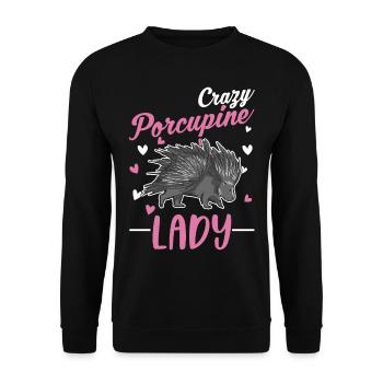 Crazy Porcupine lady Porcupine Girl - Unisex Sweatshirt - black - Front - Alina (178cm) & Michal (187cm)