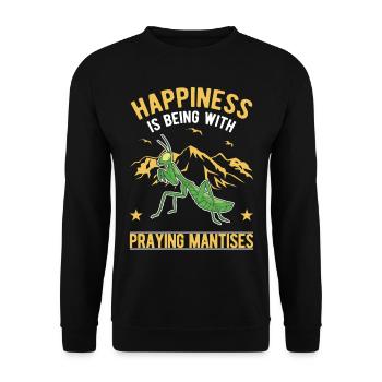 Gottesanbeterin Mantis Fangschrecke - Unisex Pullover - Schwarz - Vorne - Alina (178cm) & Michal (187cm)