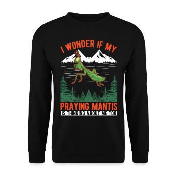 Gottesanbeterin Geschenk Mantis Fangschrecke - Unisex Pullover - Schwarz - Vorne - Alina (178cm) & Michal (187cm)