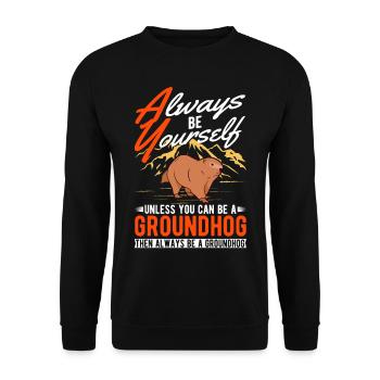 Murmeltier Groundhog Marmot Waldmurmeltier - Unisex Pullover - Schwarz - Vorne - Alina (178cm) & Michal (187cm)