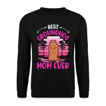 Murmeltier Mama Groundhog Mom Woodchuck - Unisex Pullover - Schwarz - Vorne - Alina (178cm) & Michal (187cm)