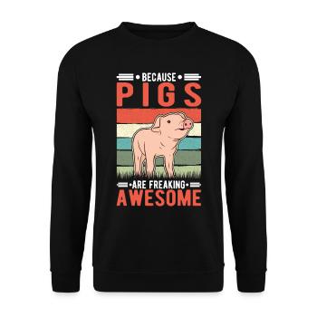 Because Pigs are freaking awesome Schweine - Unisex Pullover - Schwarz - Vorne - Alina (178cm) & Michal (187cm)