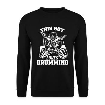 This Boy Loves Drumming Drum Drums - Unisex Sweatshirt - black - Front - Alina (178cm) & Michal (187cm)