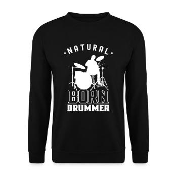 Né Batteur Batteur Tambour Tambours - Sweat-shirt Unisexe - noir - Devant - Alina (178cm) & Michal (187cm)