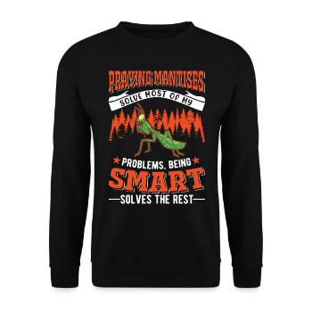 Gottesanbeterin Geschenk Mantis Fangschrecke - Unisex Pullover - Schwarz - Vorne - Alina (178cm) & Michal (187cm)
