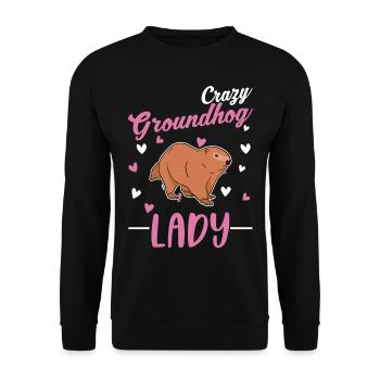 Marmotte folle Femme Crazy Groundhog dame - Sweat-shirt Unisexe - noir - Devant - Alina (178cm) & Michal (187cm)