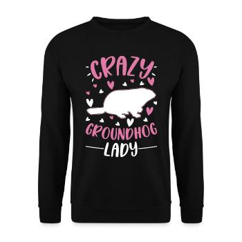 Marmotte folle Femme Crazy Groundhog dame - Sweat-shirt Unisexe - noir - Devant - Alina (178cm) & Michal (187cm)