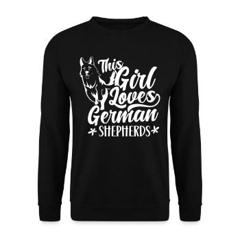 This girl loves German Shepherd Dog - Unisex Sweatshirt - black - Front - Alina (178cm) & Michal (187cm)