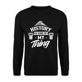 History is my thing Profession Historian - Unisex Sweatshirt - black - Front - Alina (178cm) & Michal (187cm)