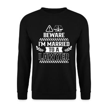 Attention : Je suis marié à un avocat - Sweat-shirt Unisexe - noir - Devant - Alina (178cm) & Michal (187cm)