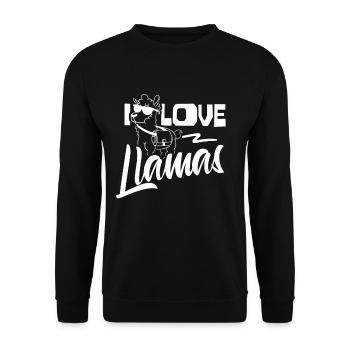 Ich Liebe Lamas Tier Llama Lama Sprüche - Unisex Pullover - Schwarz - Vorne - Alina (178cm) & Michal (187cm)