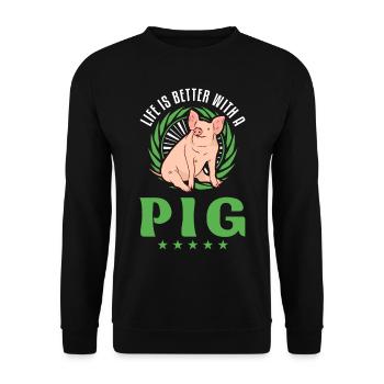 La vie est meilleure avec un éleveur de porcs - Sweat-shirt Unisexe - noir - Devant - Alina (178cm) & Michal (187cm)