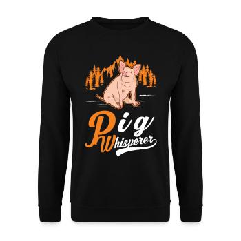 Schweine Flüsterer Geschenk Landwirt Schweinchen - Unisex Pullover - Schwarz - Vorne - Alina (178cm) & Michal (187cm)