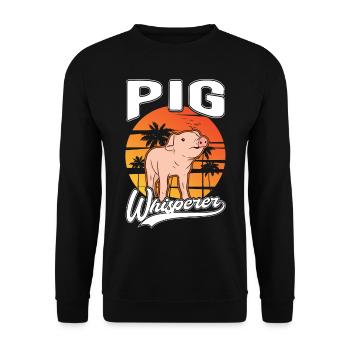 Schweine Flüsterer Geschenk Landwirt Schweinchen - Unisex Pullover - Schwarz - Vorne - Alina (178cm) & Michal (187cm)