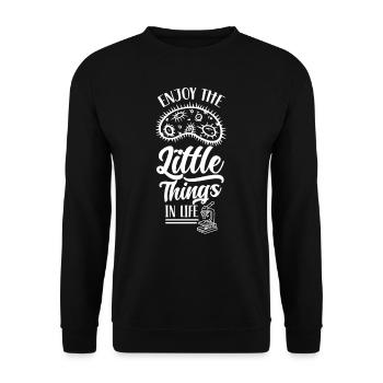 Enjoy the little things in life Microscope - Unisex Sweatshirt - black - Front - Alina (178cm) & Michal (187cm)