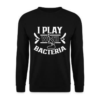 I play with bacteria Microscope Microscopes - Unisex Sweatshirt - black - Front - Alina (178cm) & Michal (187cm)