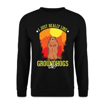 J’aime beaucoup les marmottes Marmotte Murmeltier - Sweat-shirt Unisexe - noir - Devant - Alina (178cm) & Michal (187cm)