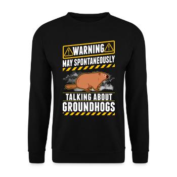 Warnung Murmeltier Groundhog Day Woodchuck - Unisex Pullover - Schwarz - Vorne - Alina (178cm) & Michal (187cm)
