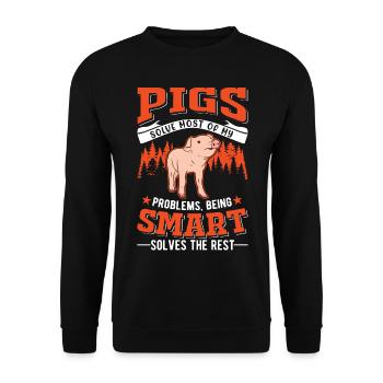 Porc Cadeau Agriculteur Cochon - Sweat-shirt Unisexe - noir - Devant - Alina (178cm) & Michal (187cm)