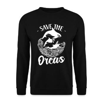 Rettet Die Orcas Schützen Meer Wal Orca - Unisex Pullover - Schwarz - Vorne - Alina (178cm) & Michal (187cm)