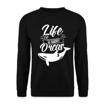 La vie est une question d’orques Orque Orque protéger la mer - Sweat-shirt Unisexe - noir - Devant - Alina (178cm) & Michal (187cm)