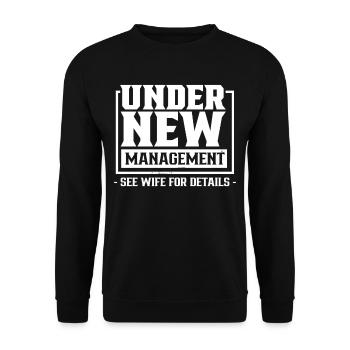Under new management Details see Wife Pension - Unisex Sweatshirt - black - Front - Alina (178cm) & Michal (187cm)