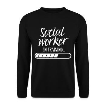 Social worker in training Social worker - Unisex Sweatshirt - black - Front - Alina (178cm) & Michal (187cm)