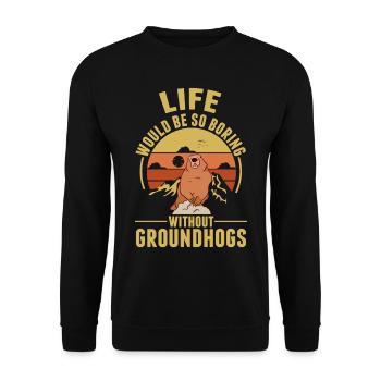 Murmeltier Groundhog Day Waldmurmeltier - Unisex Pullover - Schwarz - Vorne - Alina (178cm) & Michal (187cm)