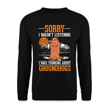 Murmeltier Groundhog Day Waldmurmeltier - Unisex Pullover - Schwarz - Vorne - Alina (178cm) & Michal (187cm)