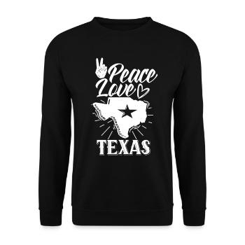 Frieden Liebe Texas Texanisch Stolz Texaner - Unisex Pullover - Schwarz - Vorne - Alina (178cm) & Michal (187cm)