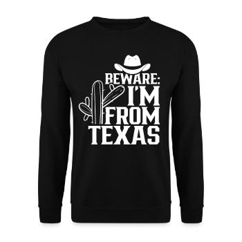 Attention: I come from Texas Texan Texan - Unisex Sweatshirt - black - Front - Alina (178cm) & Michal (187cm)