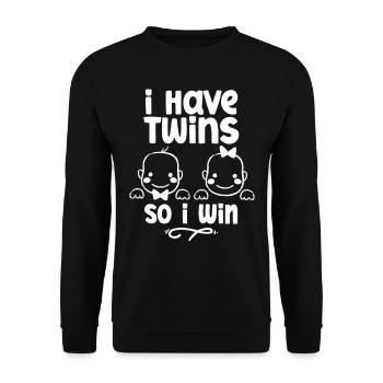Ich Habe Zwillinge Also Gewinne Ich Zwilling - Unisex Pullover - Schwarz - Vorne - Alina (178cm) & Michal (187cm)