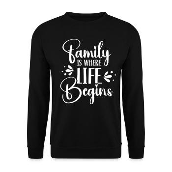Family is where life begins Family reunion - Unisex Sweatshirt - black - Front - Alina (178cm) & Michal (187cm)