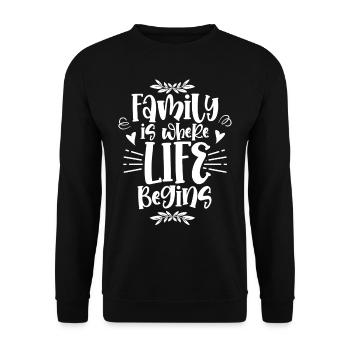 Family is where life begins Family reunion - Unisex Sweatshirt - black - Front - Alina (178cm) & Michal (187cm)