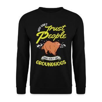 Murmeltier Groundhog Day Waldmurmeltier - Unisex Pullover - Schwarz - Vorne - Alina (178cm) & Michal (187cm)